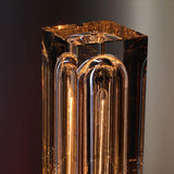 Postmodern 1-Light Crystal Table Lamp with On / Off Switch in Antique Brass