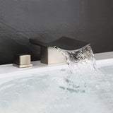 Grop Brushed Gold Waterfall Widespread Bathroom Sink Faucet Double Handle