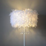 Modern Floor Lamp with Feather Shade Standing Lamp for Living Room in White