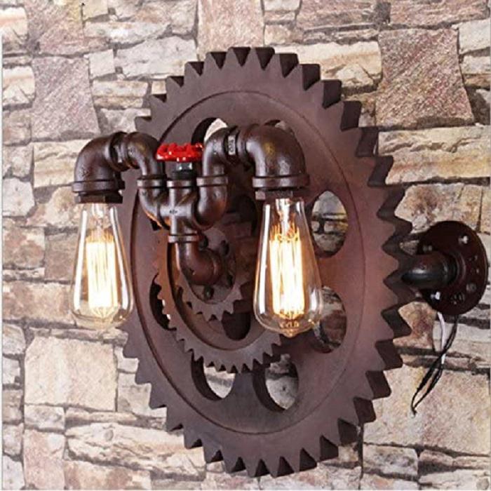 Retro Industrial Wall Sconce,New Rustic 2-Light E26 Edison Light Fixture,with Water Pipe