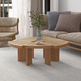 31.5" Farmhouse Wooden Coffee Table with Rattan Top Accent Table