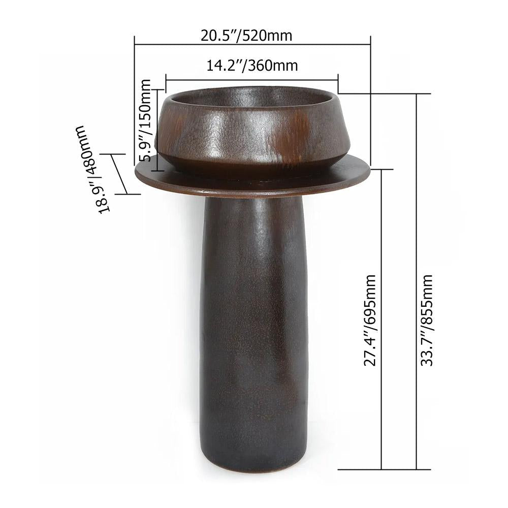 Vintage Retro Kaolin Clay Pedestal Sink Freestanding Bathroom Sink