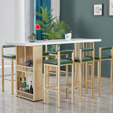 55.1" Modern Straight Metal Bar Table with Shelves in Gold