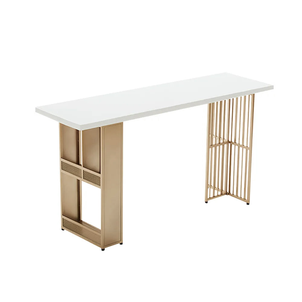 55.1" Modern Straight Metal Bar Table with Shelves in Gold