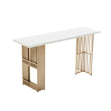 55.1" Modern Straight Metal Bar Table with Shelves in Gold
