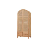 Woven Rattan Wardrobe Closet Cabinet with 2 Doors and 4 Drawers