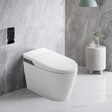Smart 1-Piece Elongated Automatic Toilet in White LED Display Screen