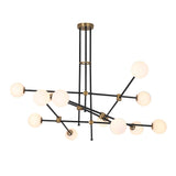 Moderner 12-Licht-Sputnik-Kronleuchter mit warmem Licht in Schwarz und Gold