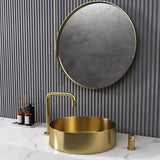 Contemporary Gold Round Stainless Steel Vessel Sink Luxury Wash Sink