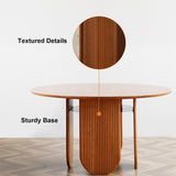 35" Farmhouse Storage Dining Room Table Cherry Round Wood Table for 4 Person