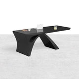 71" Modern White Computer Desk Rectangular Executive Desk with Abstract Base