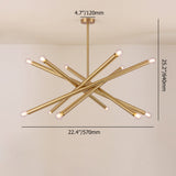 Modern Gold 12-Light Sputnik Semi-Flush Mount Light with Brass Hanging Rod