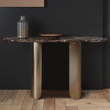 55" Modern Console Table with Marble Top & Stainless Steel Base