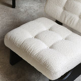 Modern Boucle Lounge Chair White & Black Accent Chair Ash Wood Upholstery