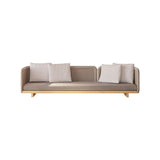 76.8" Rattan Outdoor Sofa with Cushion Pillow Patio 3-Seater Sofa in Khaki