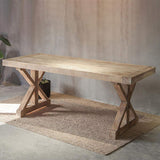 59.1" Rustic Farmhouse Wooden Office Desk in Natural with Trestle-Desks,Furniture,Office Furniture