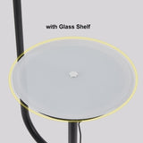 Lámpara de pie ajustable negra moderna Luz de lectura de pie LED con estante de vidrio