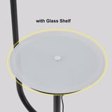 Modern Black Adjustable Floor Lamp LED Standing Reading Light with Glass Shelf