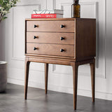 Mid Century Chest Cabinet with 3 Drawers of Ash Wood in Walnut-Wehomz-Cabinets & Chests,Furniture,Living Room Furniture