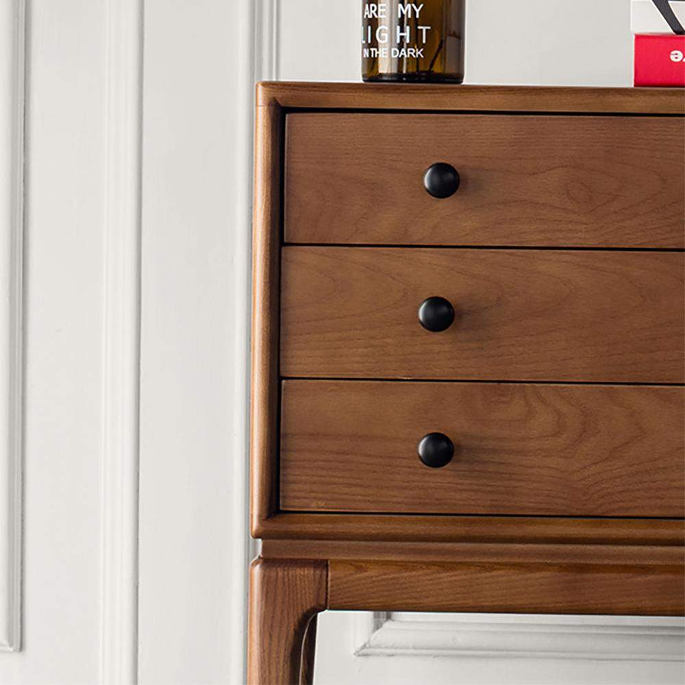 Mid Century Chest Cabinet with 3 Drawers of Ash Wood in Walnut-Wehomz-Cabinets & Chests,Furniture,Living Room Furniture