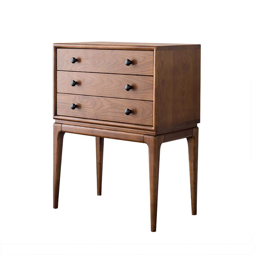 Mid Century Chest Cabinet with 3 Drawers of Ash Wood in Walnut-Wehomz-Cabinets & Chests,Furniture,Living Room Furniture