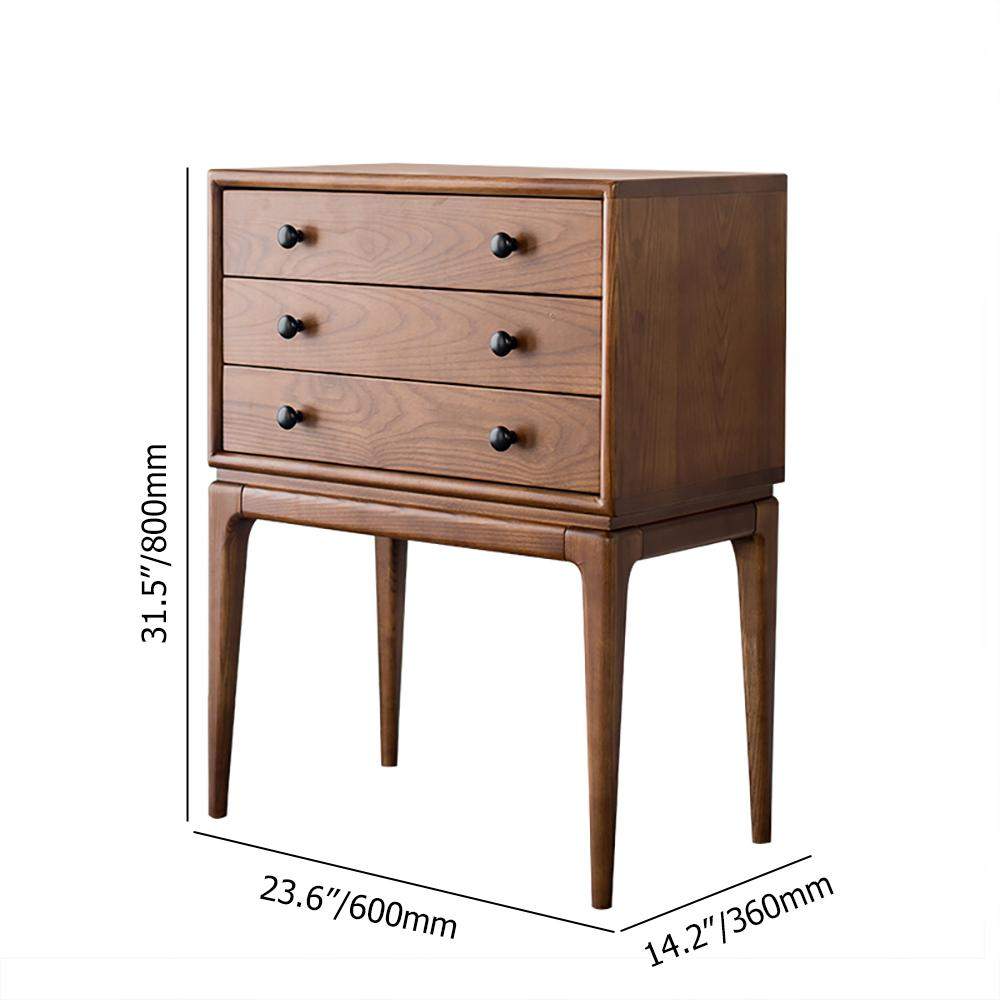 Mid Century Chest Cabinet with 3 Drawers of Ash Wood in Walnut-Wehomz-Cabinets & Chests,Furniture,Living Room Furniture
