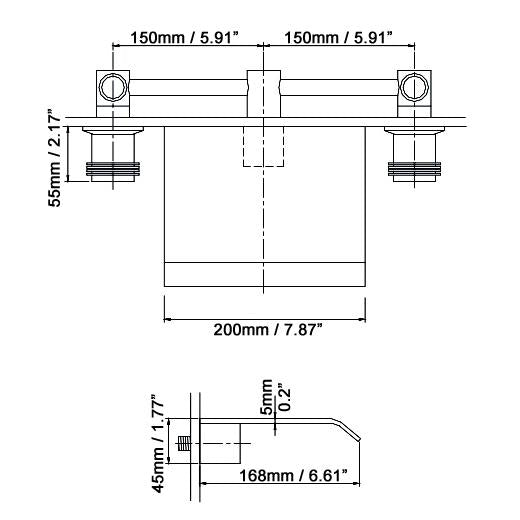 Moda Solid Brass Wall Mounted Waterfall Bathroom Sink Faucet Double Knob Handle in Oil Rubbed Bronze