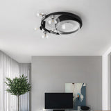 Modern 6 Light LED Black Geometric Bubble Flush Mount Ceiling Light with Glass Shade