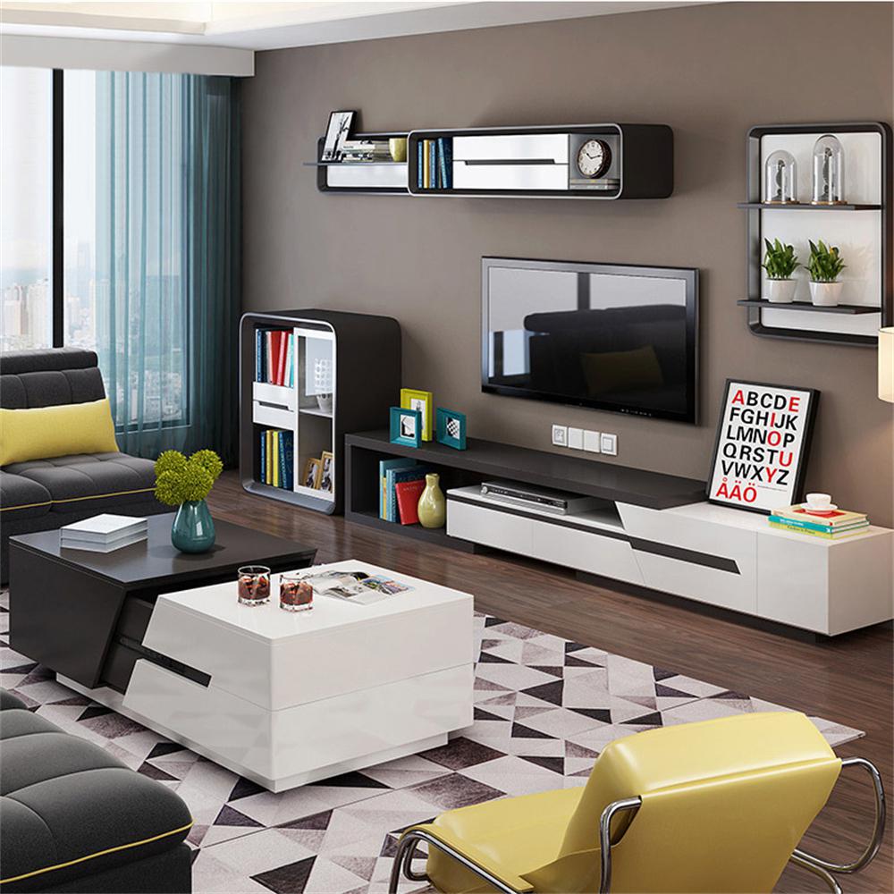 Pinkle 82'' Modern Wood Extendable Sliding Top Coffee Table with Storage in White Walnut