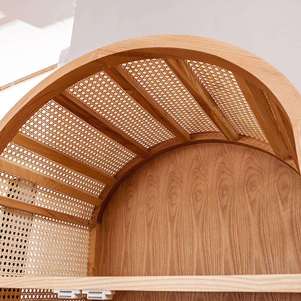 Woven Rattan Wardrobe Closet Cabinet with 2 Doors and 4 Drawers