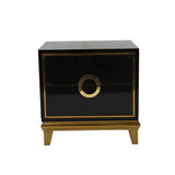Gold Nightstand Black Bedroom Nightstand with 2 Drawers Square Bedside Table