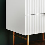 Minimalist Slatted White Bedroom Dresser with 6 Drawers