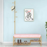 39" Gray Entryway Bench and Coat Rack Velvet Shoe Storage Bench with Coat Tree