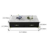 51.2" Rectangular Marble Top Coffee Table with 4 Storage Drawers Stainless Steel Legs