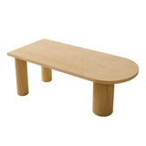55" Farmhouse Dining Table 6 Seater Pine Wood Table Pedestal Base
