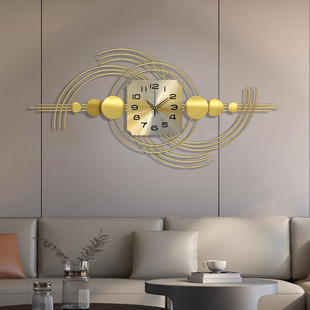 3D Modern Metal Oversized Wall Clock with Golden Geometric Frame