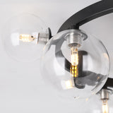 Modern 6 Light LED Black Geometric Bubble Flush Mount Ceiling Light with Glass Shade