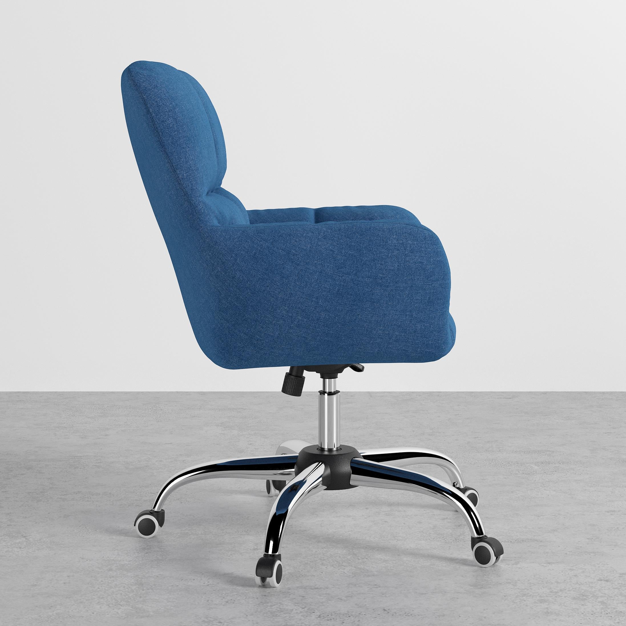Modern Office Chair Upholstered Cotton & Linen Swivel Task Chair Height Adjustable