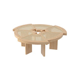 31.5" Farmhouse Wooden Coffee Table with Rattan Top Accent Table