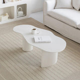 47" Modern Funky Wood Coffee Table Abstract Cloud Shaped in White