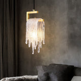 Postmodern Gold Pendant Light 1-Light Glass Waterfall for Bedroom and Living Room