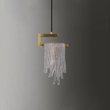 Postmodern Gold Pendant Light 1-Light Glass Waterfall for Bedroom and Living Room