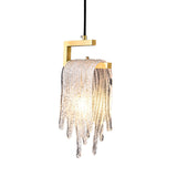 Postmodern Gold Pendant Light 1-Light Glass Waterfall for Bedroom and Living Room