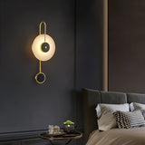 Circular Marble Wall Light LED Armed Sconce in Gold & Black for Living Room Bedroom
