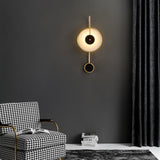 Circular Marble Wall Light LED Armed Sconce in Gold & Black for Living Room Bedroom