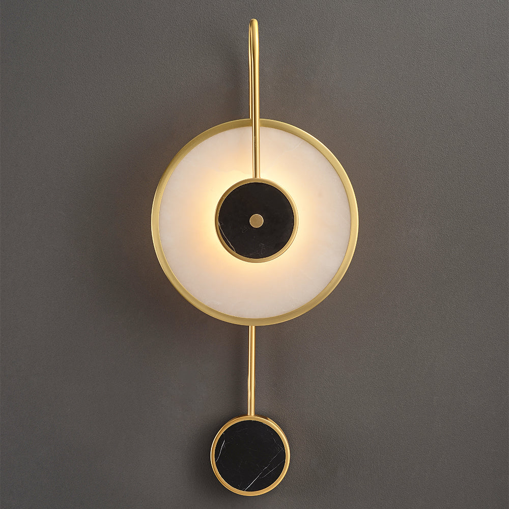 Circular Marble Wall Light LED Armed Sconce in Gold & Black for Living Room Bedroom