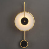 Circular Marble Wall Light LED Armed Sconce in Gold & Black for Living Room Bedroom