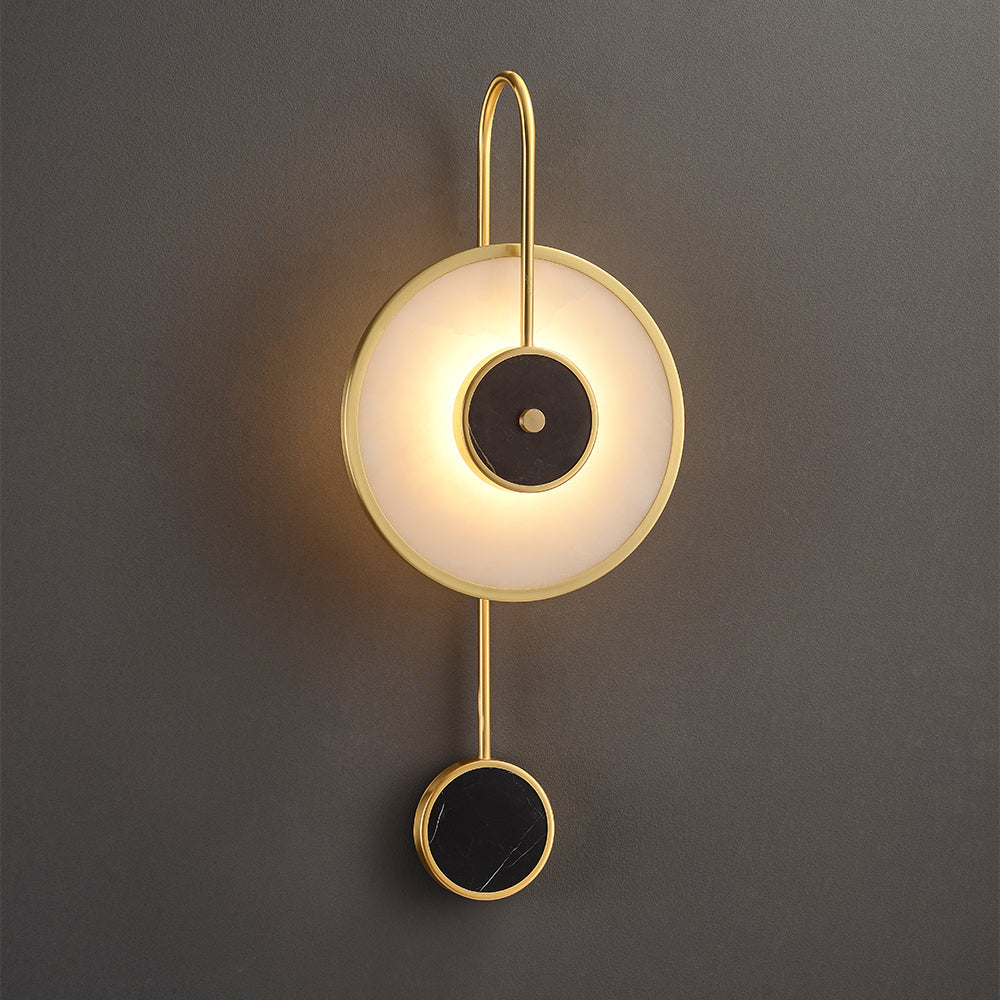 Circular Marble Wall Light LED Armed Sconce in Gold & Black for Living Room Bedroom