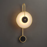 Circular Marble Wall Light LED Armed Sconce in Gold & Black for Living Room Bedroom
