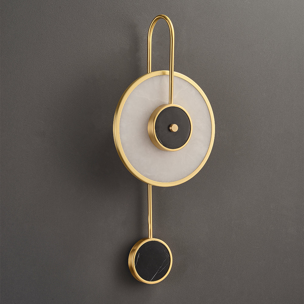 Circular Marble Wall Light LED Armed Sconce in Gold & Black for Living Room Bedroom